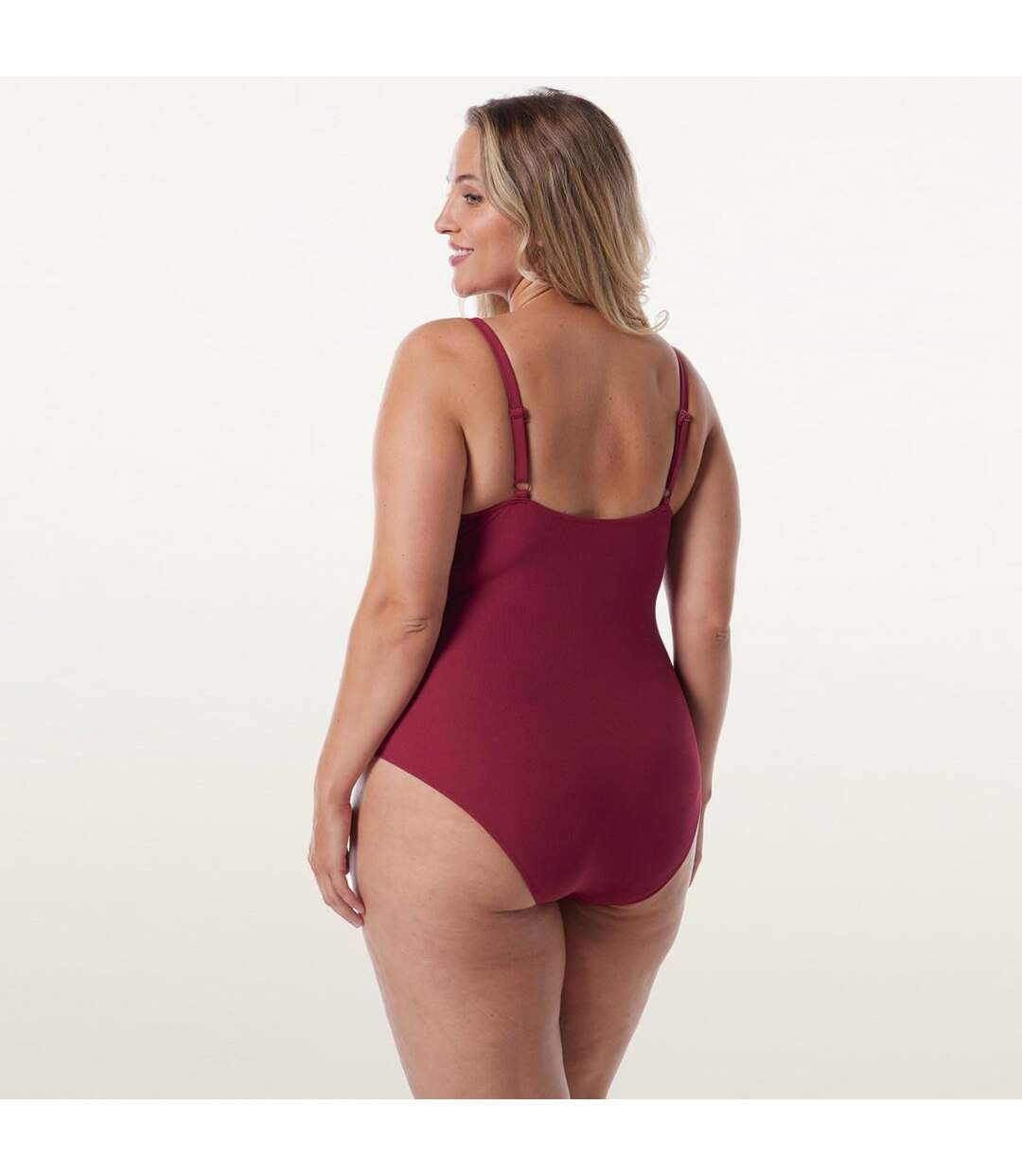 Maillot une pièce bordeau Hibiscus-4