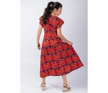 Robe longue manches courtes ARETHA motif ethnique Coton Du Monde