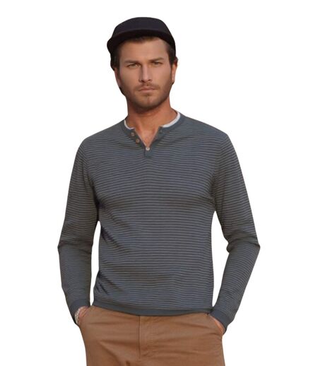 Pull gris tendance pour homme - Longues manches et col en V - Décontracté et stylé