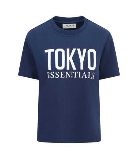 T-shirt Tokyo Femme Bleu Marine Blank Essentials
