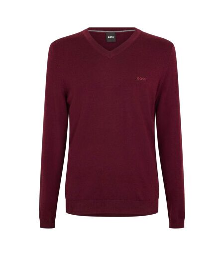 Mens Batisse V Neck Sweater Top Dark Red Boss