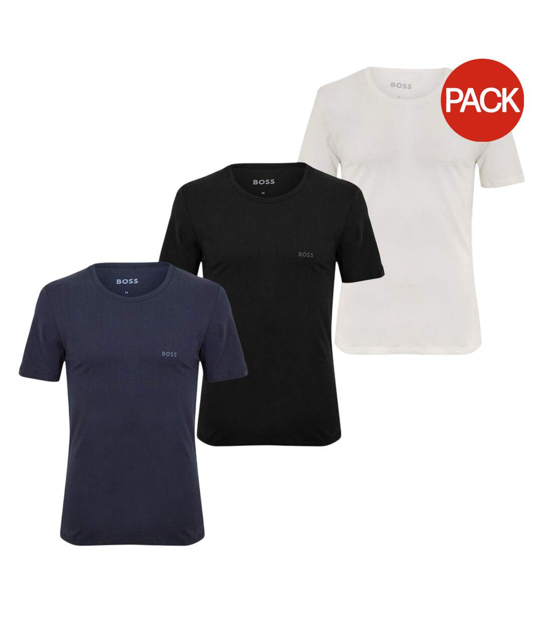 Lot De 3  T-shirts Homme Bleu Marine Noir Blanc Boss-2