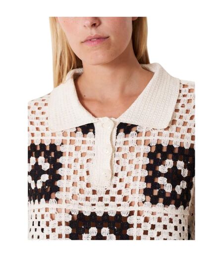 Polo Motif/style Crochet Anaya Femme Noir Crème Edited
