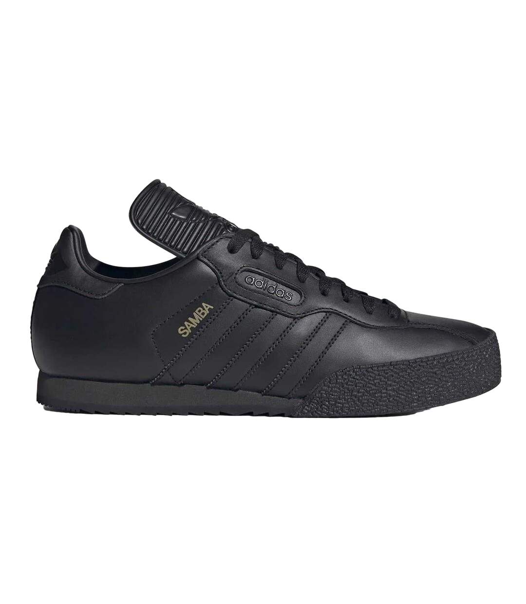 Childrens/kids Samba Super Leather Trainers Black Gold Adidas-1