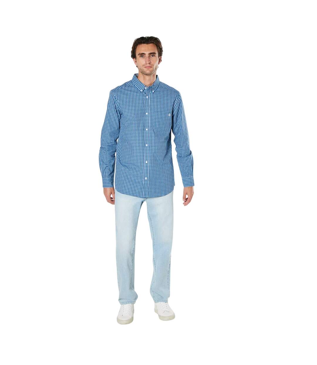 Chemise windowpane homme bleu marine Maine