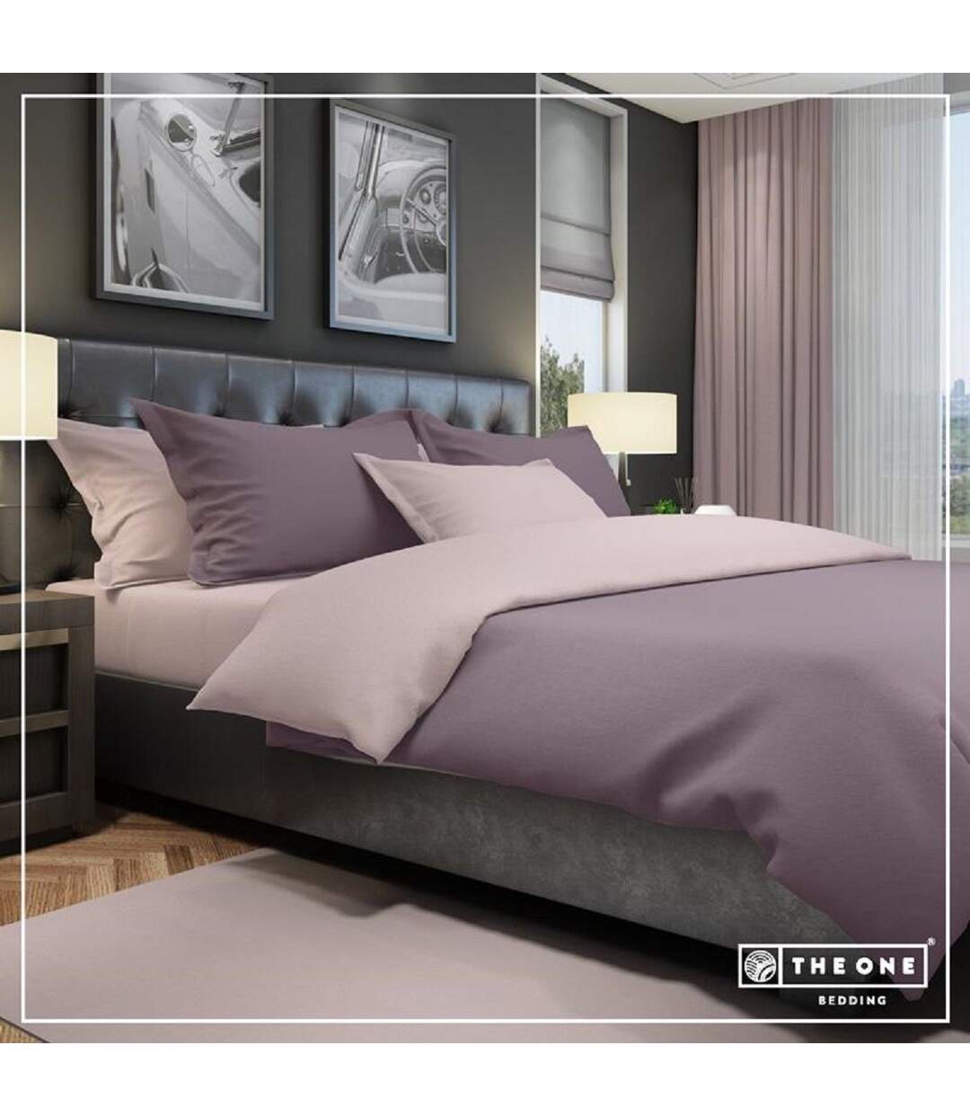 Housse de couette - 140x200 - violet prune et mauve - T1-BC140-1