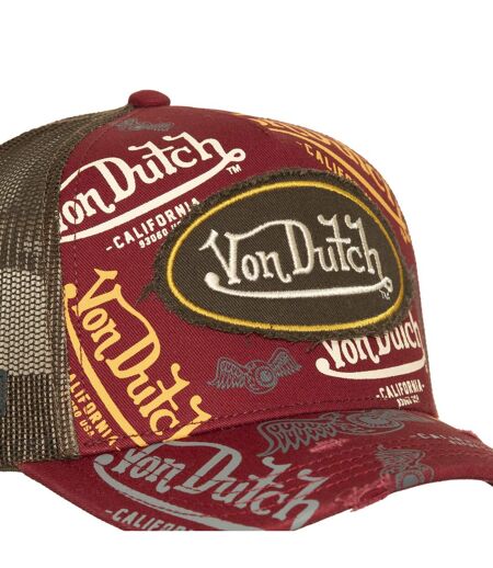 Casquette trucker imprimée avec filet et effet usé avec écusson Cafe Vondutch