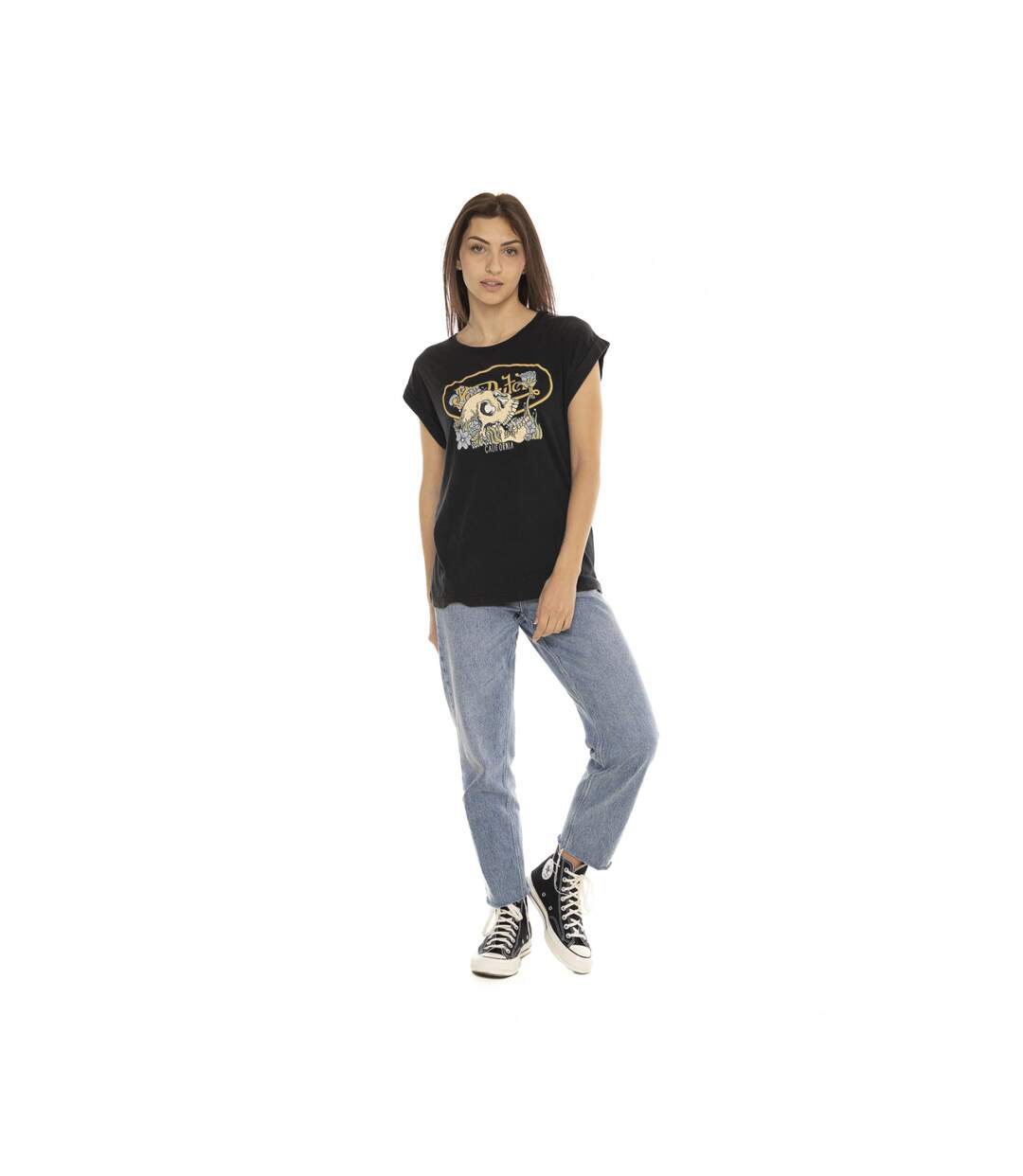 T-shirt à col rond manches courtes femme Vegetal Skull Vondutch-5