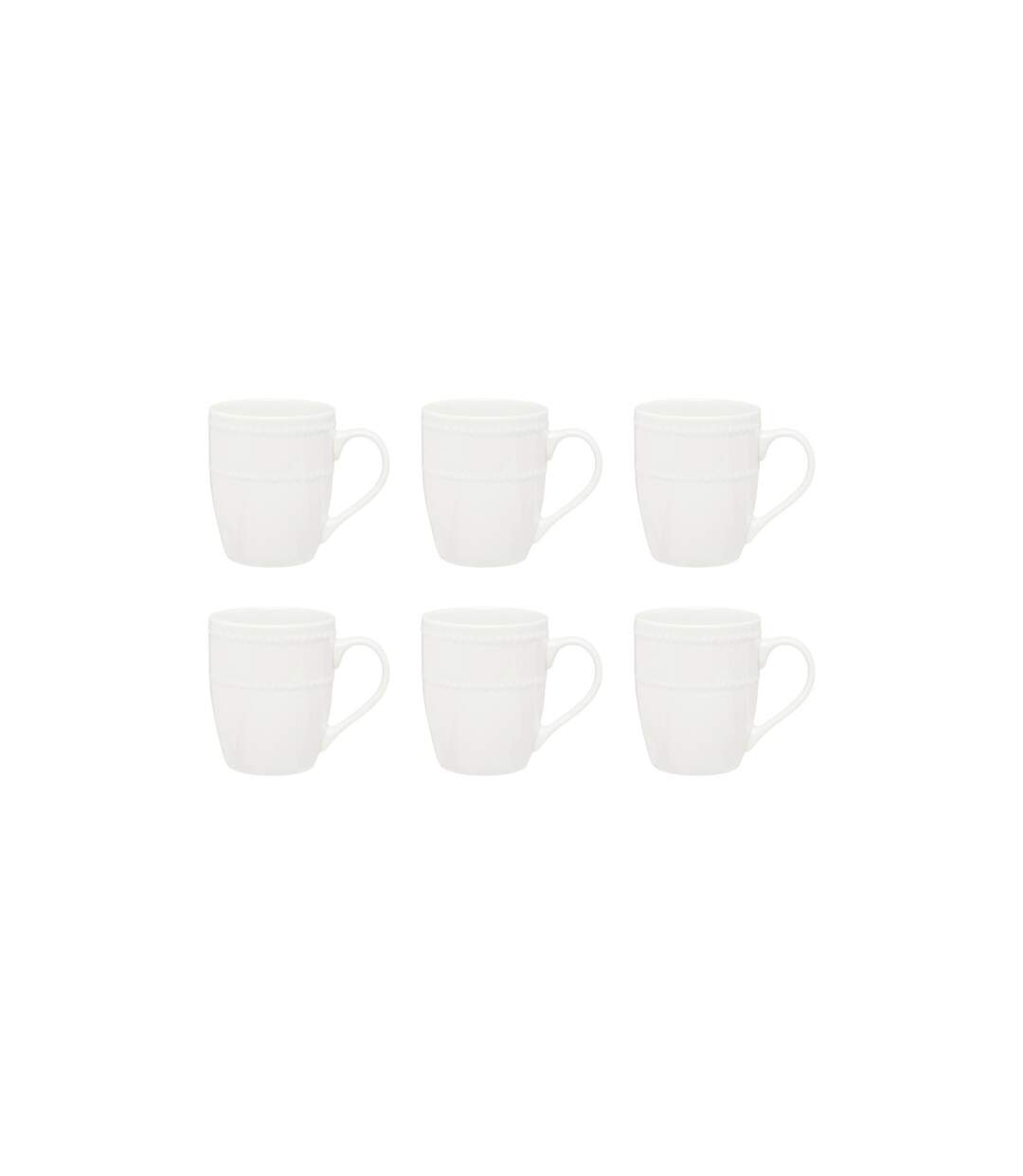 Lot de 6 Mugs en Porcelaine Perle 35cl Blanc-1