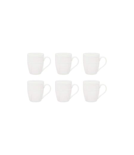 Lot de 6 Mugs en Porcelaine Perle 35cl Blanc