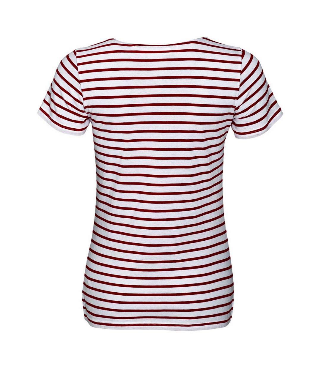SOLS Womens/Ladies Miles Striped Short Sleeve T-Shirt (White/Red)
