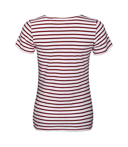 SOLS Miles - T-shirt rayé à manches courtes - Femme (Blanc / rouge) - UTPC2585