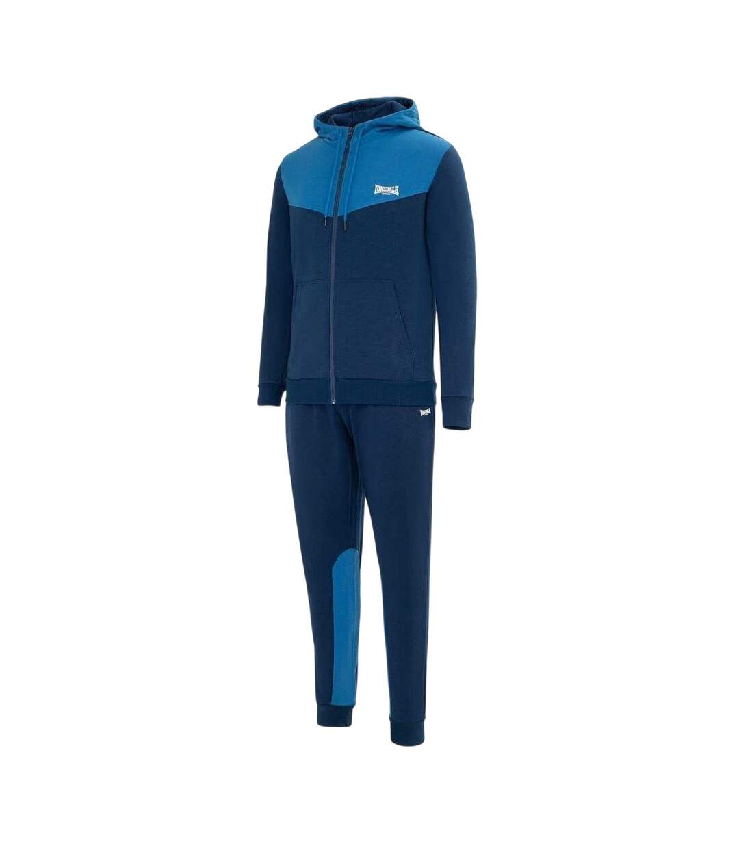 Mens Two Tone Cotton Blend Workout Tracksuit Navy Royal Blue Lonsdale-3