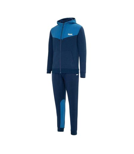 Mens Two Tone Cotton Blend Workout Tracksuit Navy Royal Blue Lonsdale