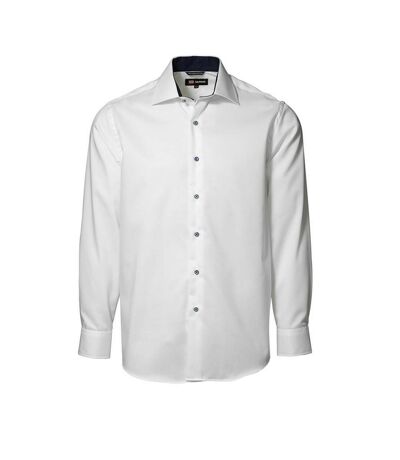 ID Mens Classic Easy Iron Contrast Long Sleeve Regular Fitting Formal Shirt (White) - UTID264