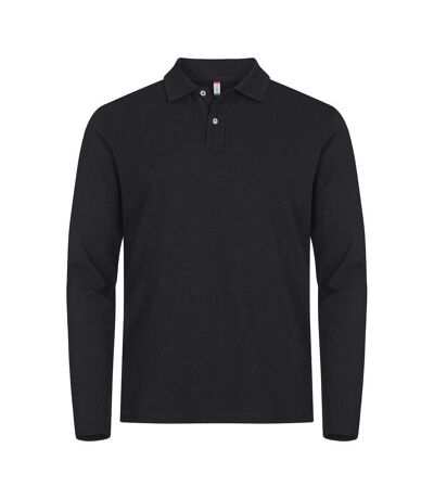 Polo Manches Longues Premium Homme Noir Clique