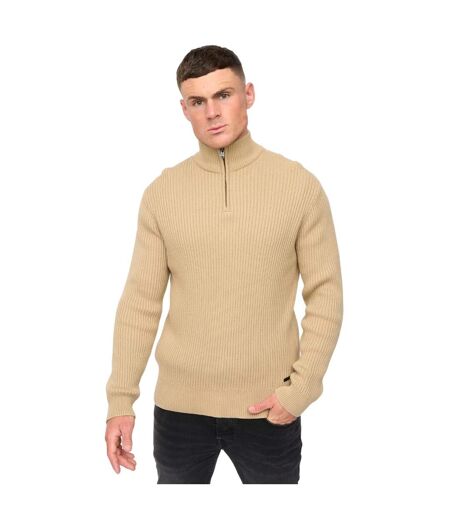 Pull Havaline Homme Beige Gris Crosshatch