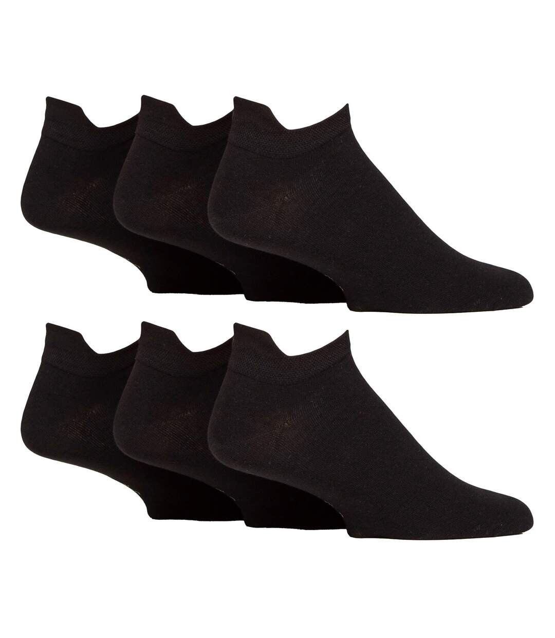 6 Pair Mens Trainer Socks With Lip Cotton Rich Black White-1
