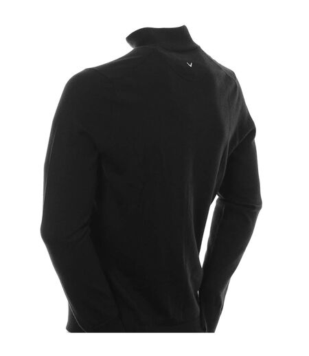 Callaway Mens Ribbed Zip Merino Sweater (Black Onyx) - UTRW6252
