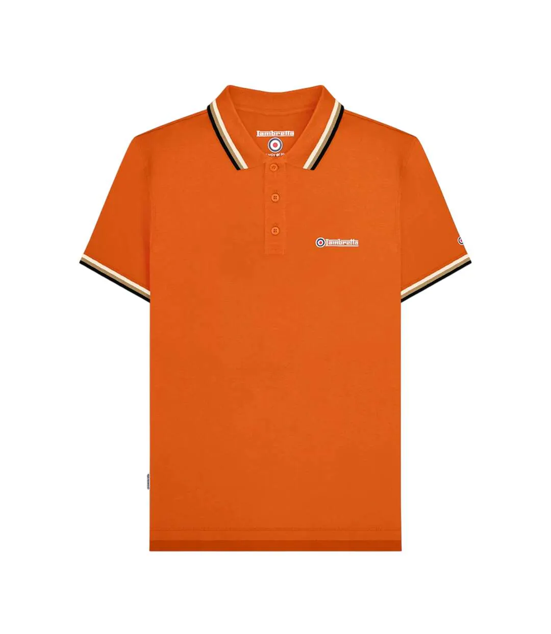 Mens Triple Tipped Polo Shirt Desert Sun Silver Cashew Black Lambretta-2