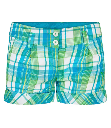 Womens/ladies Cotton Plaid Shorts Green Puma