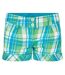 Womens/ladies Cotton Plaid Shorts Green Puma-1