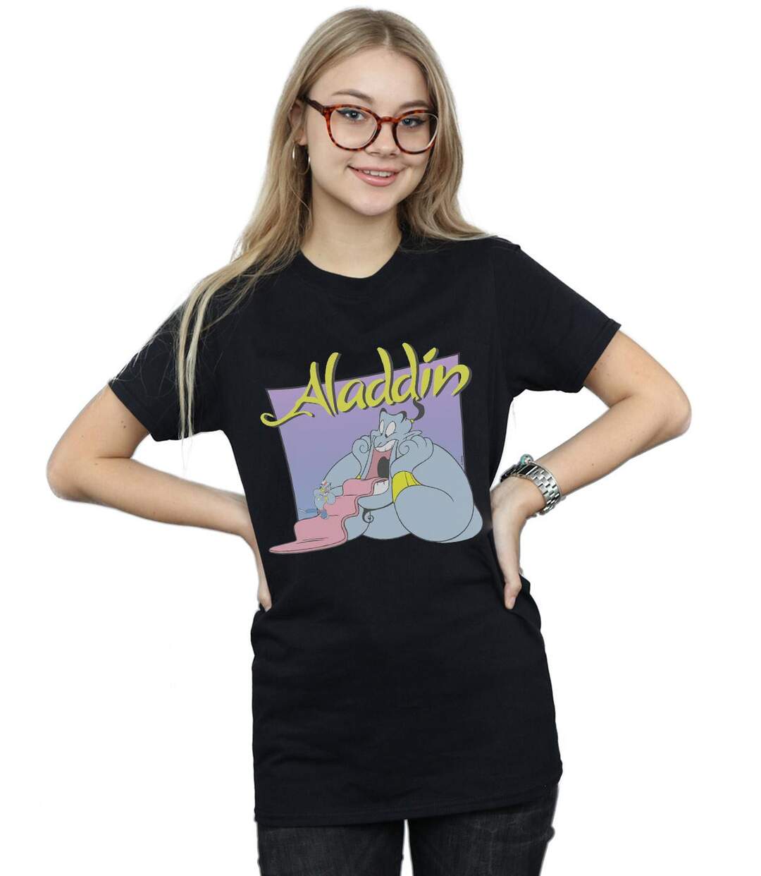 Disney - T-shirt ALADDIN GENIE WISHING DUDE - Femme (Noir) - UTBI17566-2