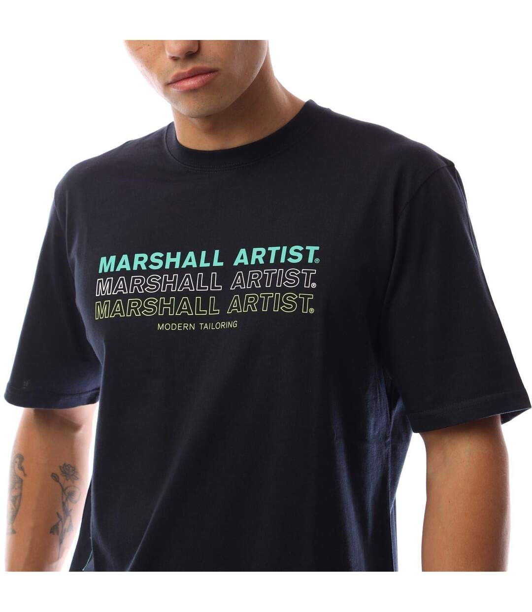 T-shirt Motif/style Logo Répété Homme Bleu Marine Marshall Artist-4