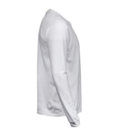 Mens Soft Long-sleeved T-shirt White Tee Jays