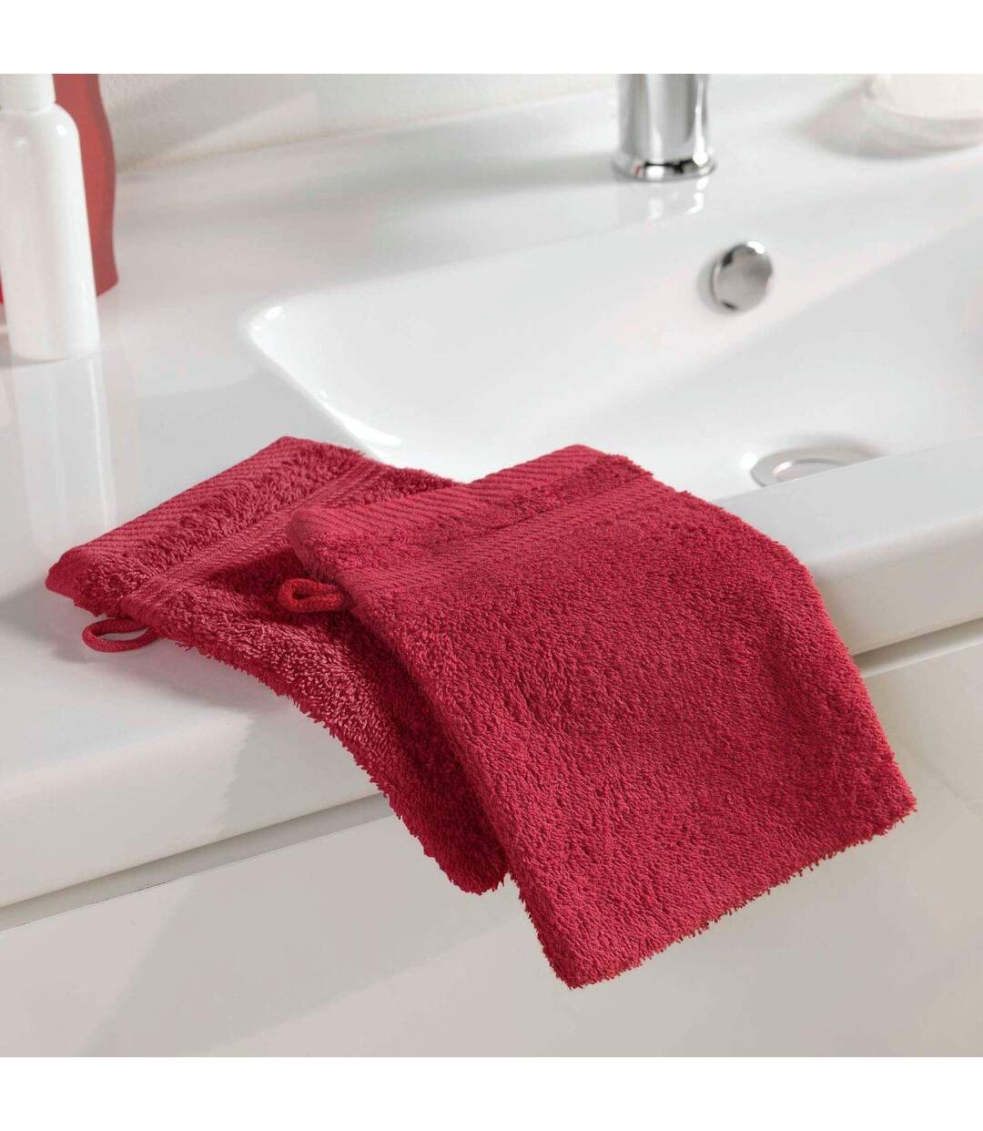 Lot de 2 Gants de Toilette Tendresse 15x21cm Rubis-4