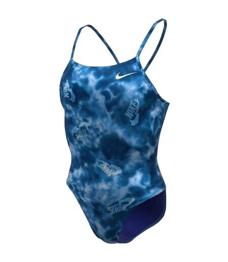 Maillot De Bain 1 Pièce Motif/style Logo Tie-dye Femme Bleu Nike