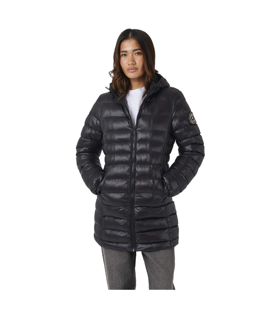 Womens/ladies Everet Embroidered Nylon Badge Padded Jacket Black Brave Soul-1