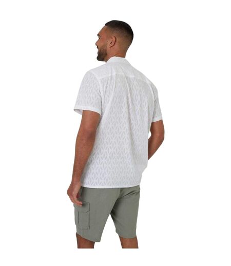 Chemise Manches Courtes Motif/style Géométrique Homme Blanc Threadbare