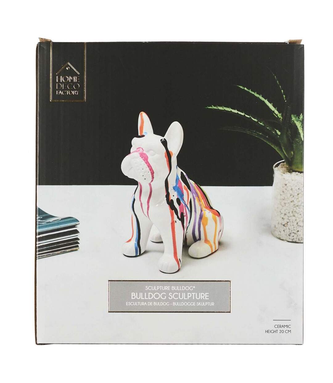 Bouledogue en céramique assis 20 cm Multicolore-4