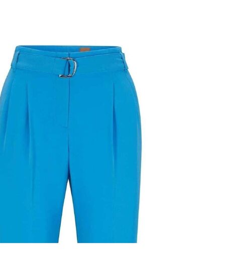 Womens/ladies Tapiah Plain Straight Trousers Bright Blue Boss