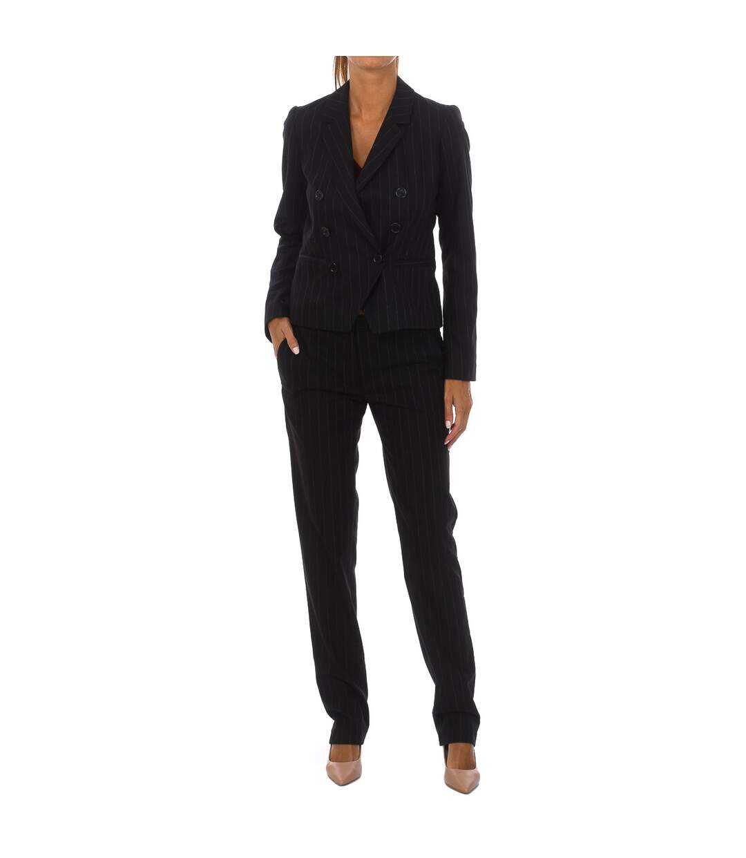 BANQUIER V000601 women's button-down blazer with lapel collar