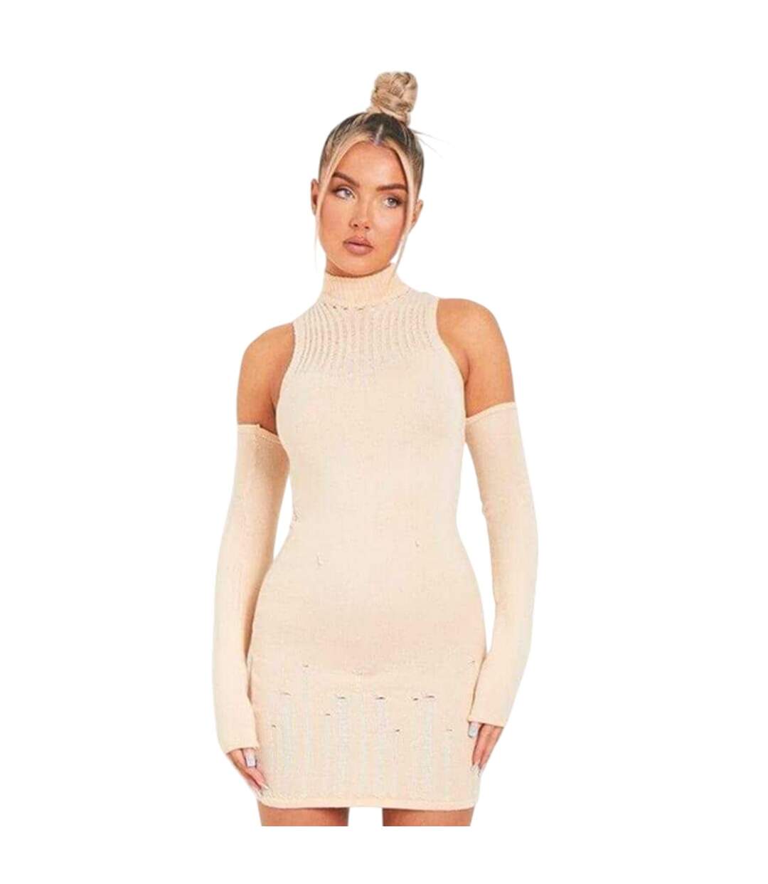 Robe Courte Motif/style Usé Femme Beige Gris Missy Empire-2