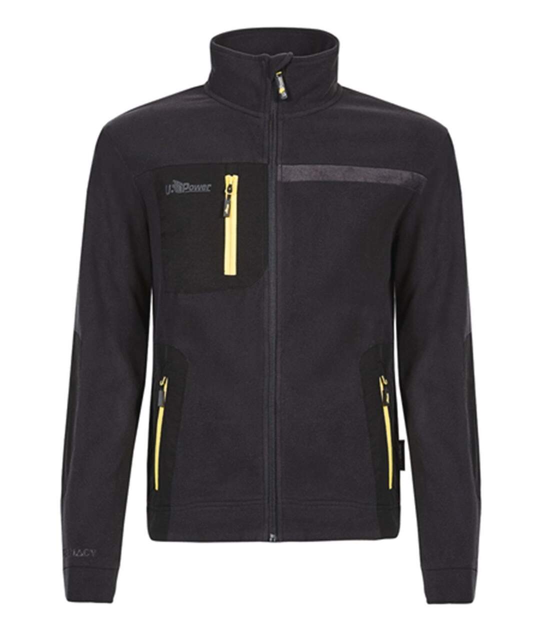 Veste de travail zippée micropolaire pour homme - UPFU225 - noir et jaune