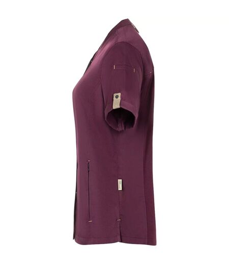 Womens/ladies Green-generation Short-sleeved Chef Jacket Aubergine Karlowsky