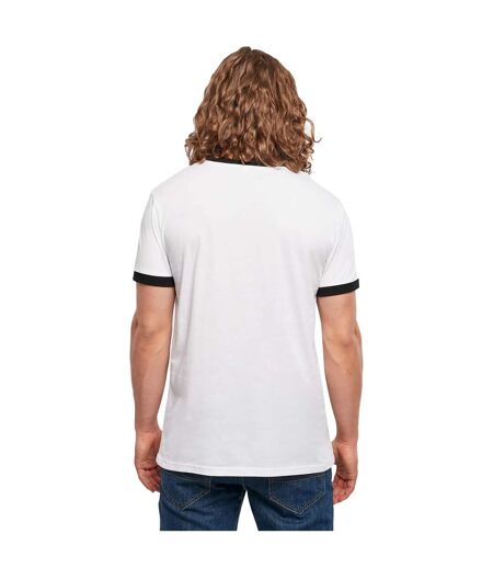 T-shirt Ringer Pour Hommes Blanc Noir Build Your Brand
