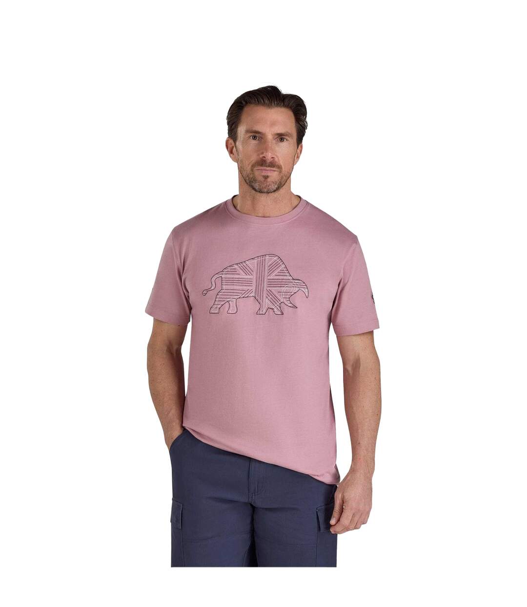 T-shirt Motif/style Taureau Homme Rose Clair Raging Bull-2