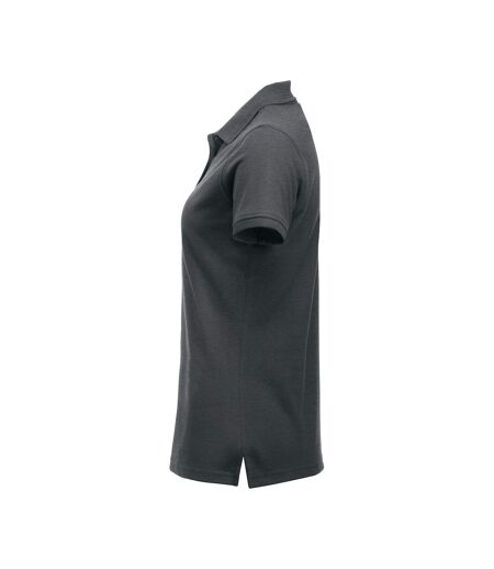 Womens/ladies Manhattan Melange Polo Shirt Anthracite Melange Clique