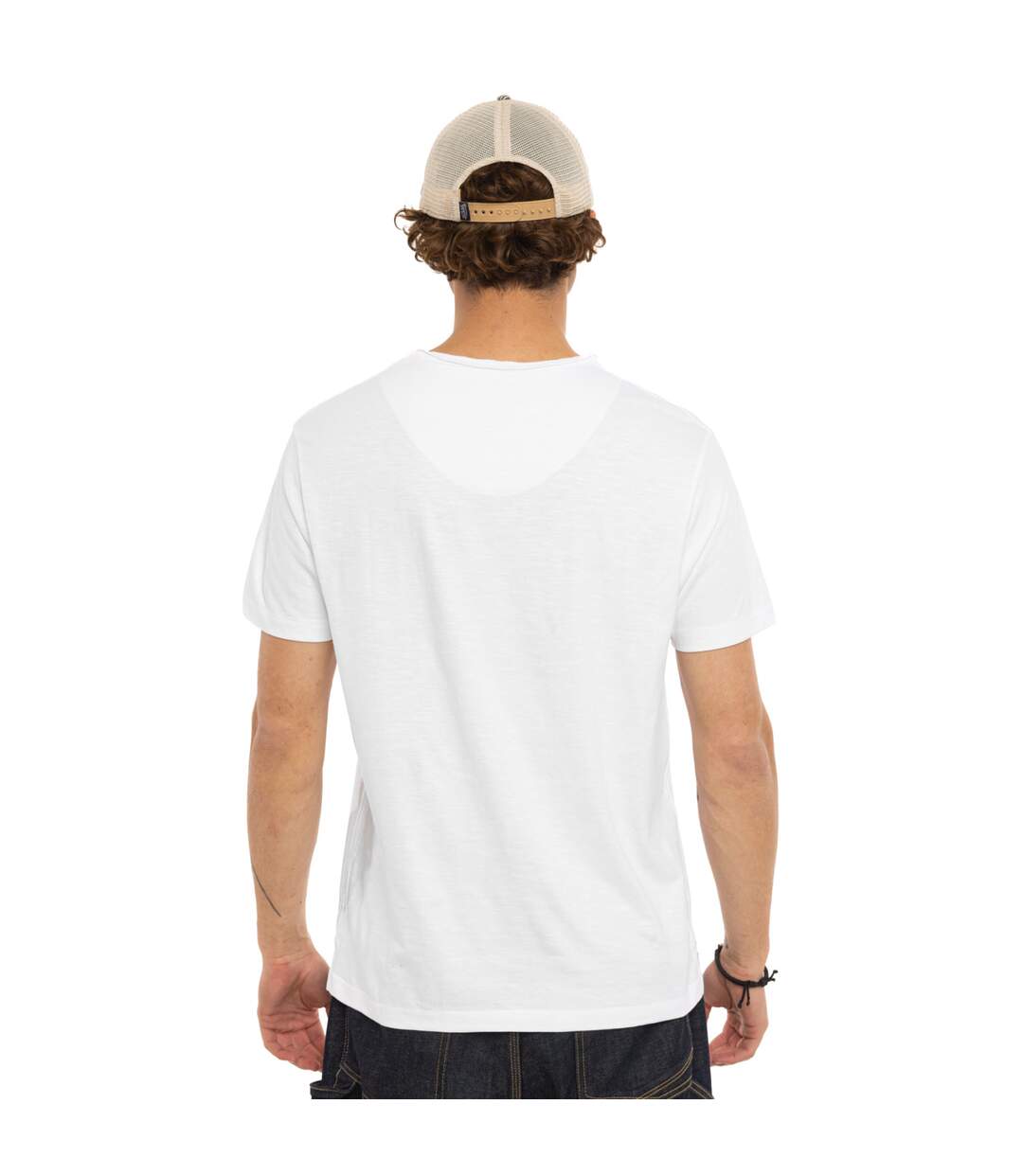 T-shirt homme en jersey col V rouloté imprimé devant Ron Vondutch-3
