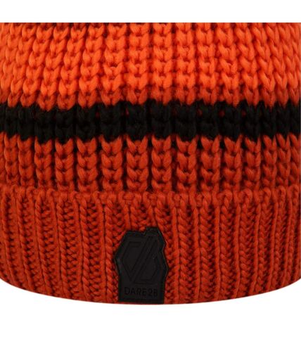 Dare 2B Mens Thinker II Striped Knitted Beanie (Rooibos Tea/Puffins Orange)