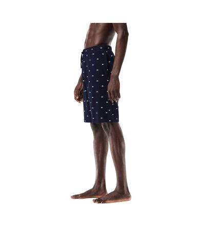 Mens Cotton Jersey Crocodile Print Pyjama Shorts Blue Lacoste