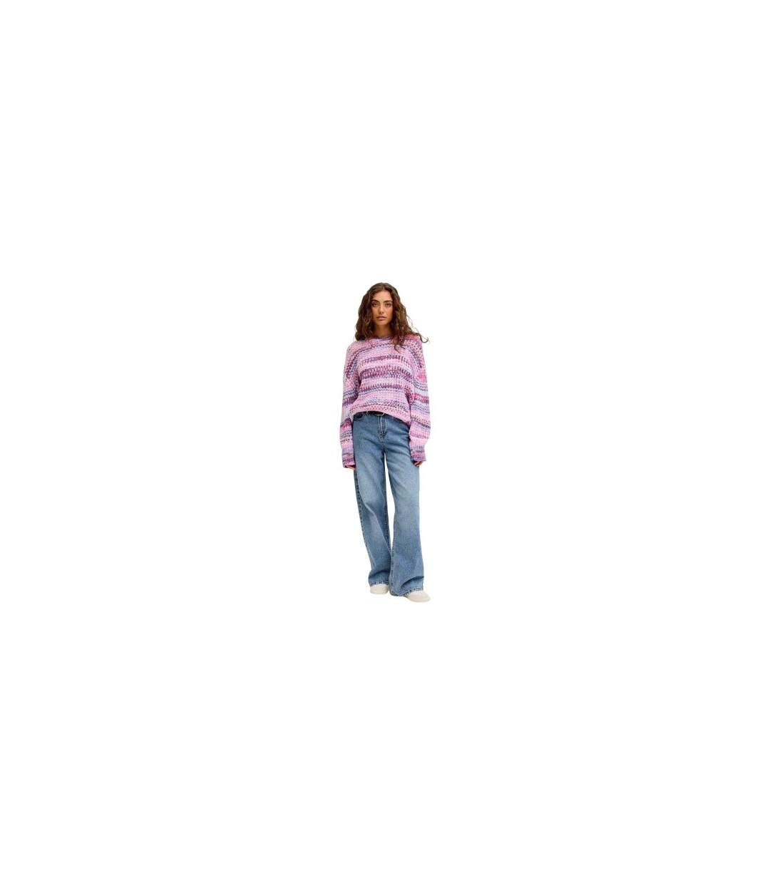 Womens/ladies Space Dye Textured Knit Pullover Purple Rose JJXX-1