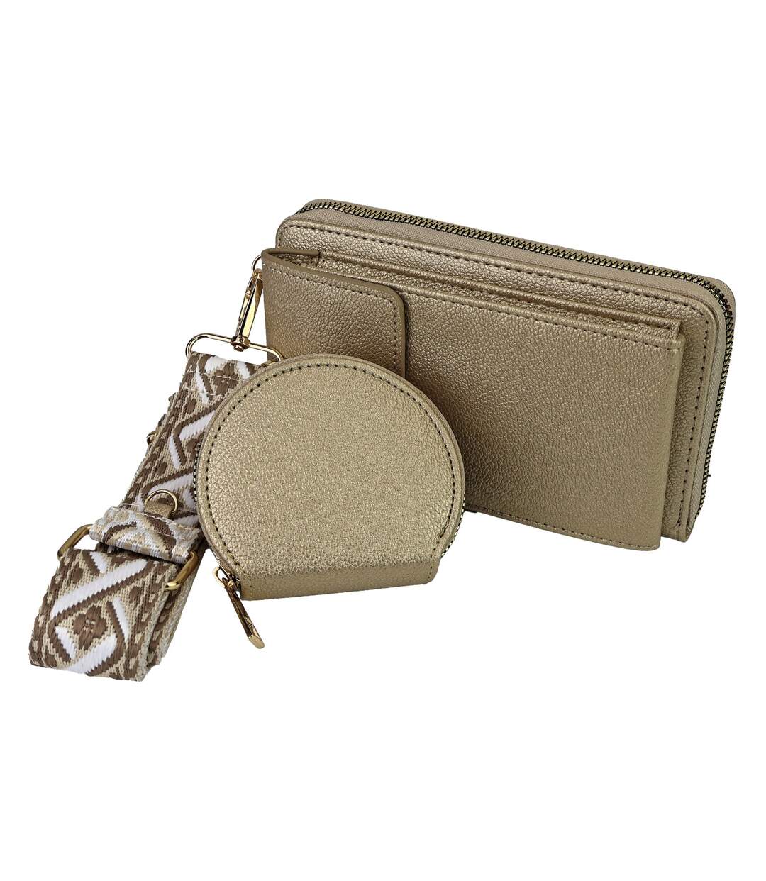 Ladies Faux Leather Wallet With Strap & Coin Purse Multi Compartment Design-1