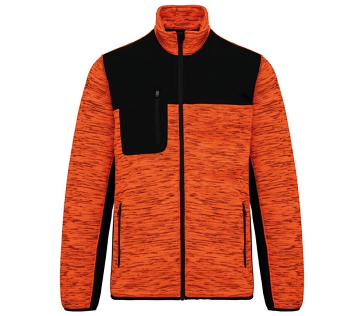 Veste recylée en polytricot - WK9108 - orange fluo chiné et noir-1