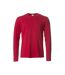 Mens Melange Long-sleeved T-shirt Red Clique-1