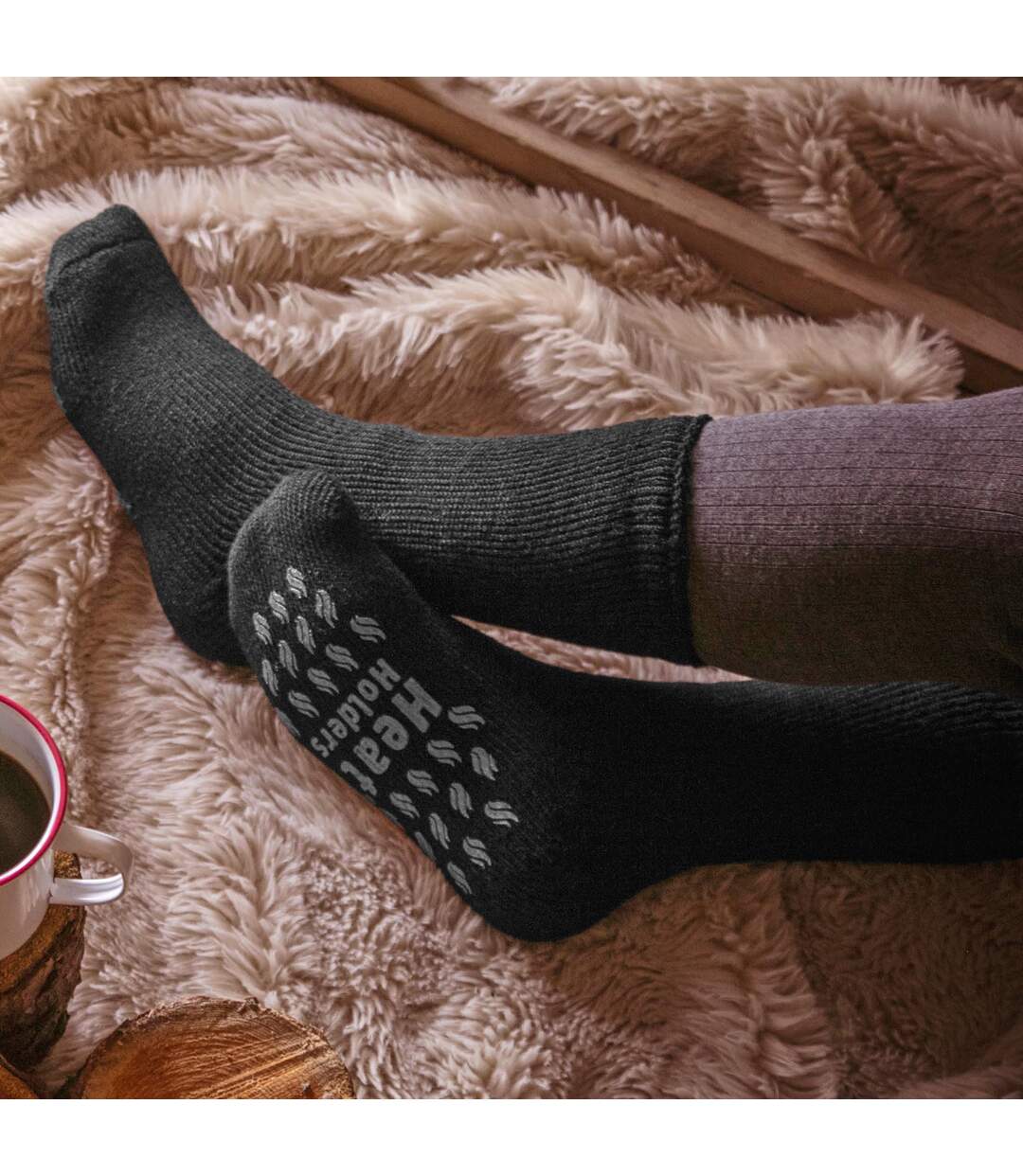 3 Pairs Multipack Mens Slipper Socks with Grips | Non-Slip Thermal Socks-5